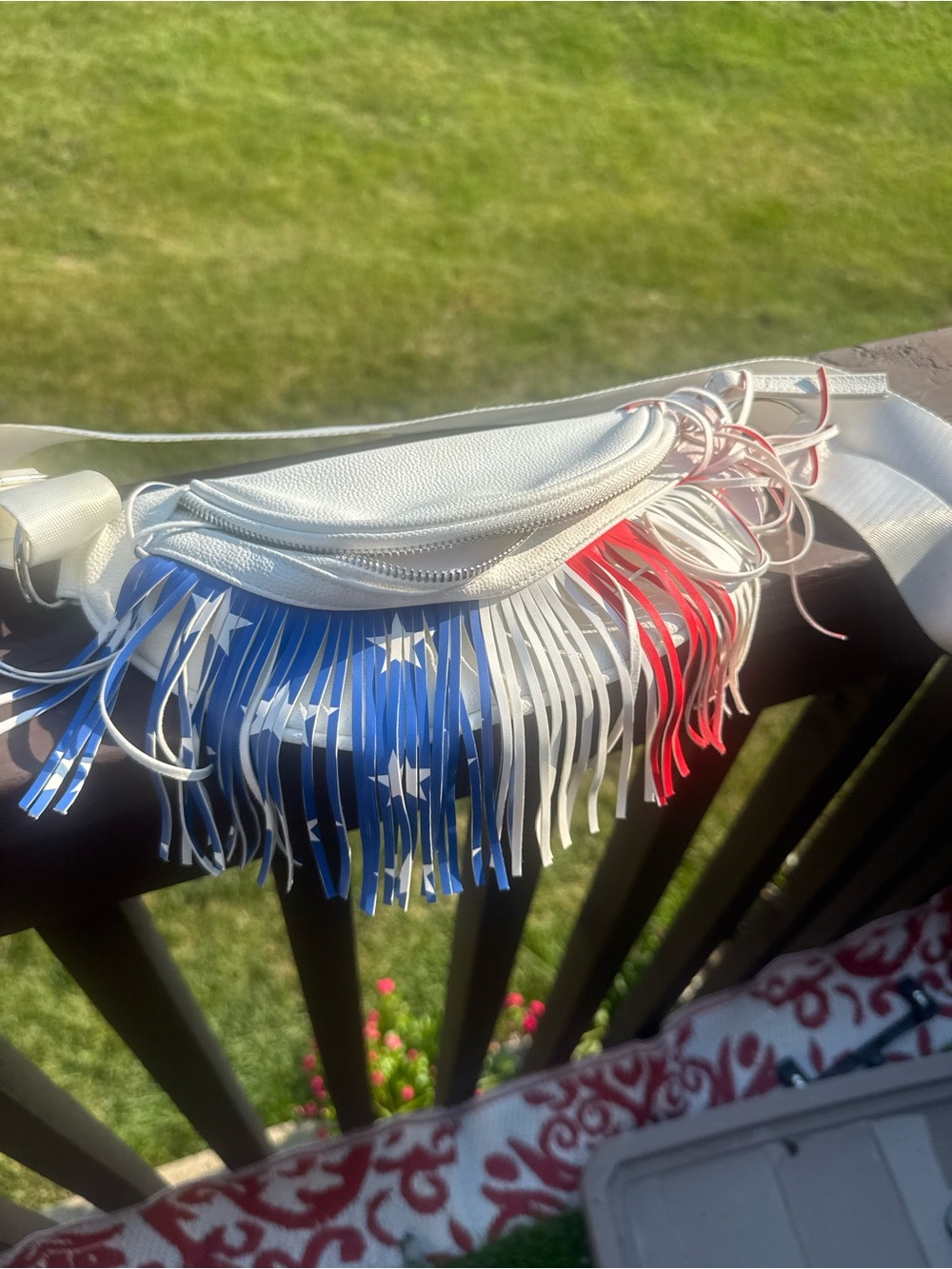 Fringe Fanny Pack with Red, White & Blue Stars